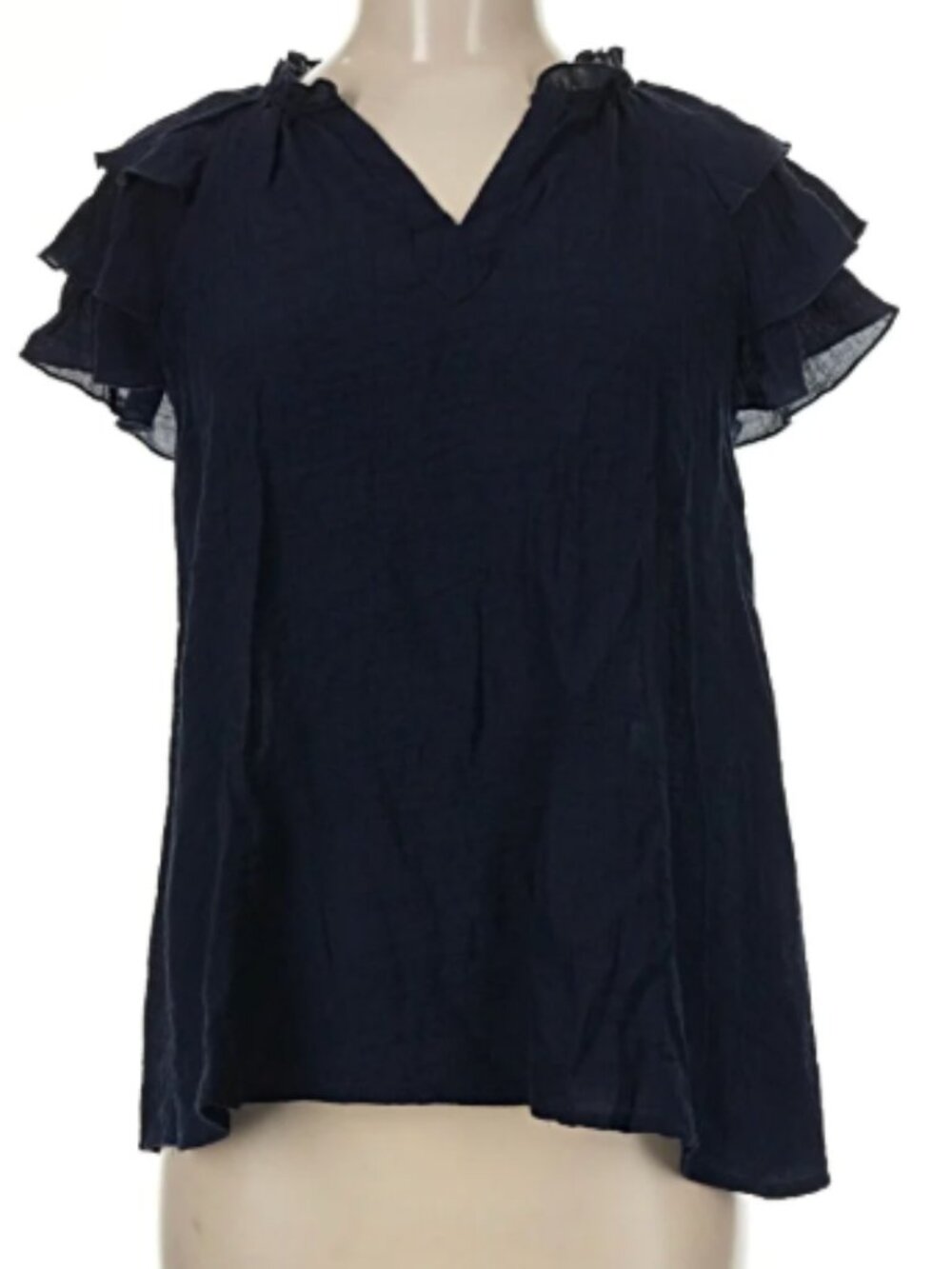 Nanette Nanette Lepore Blue Cold Shoulder Ruffle Blouse Size M